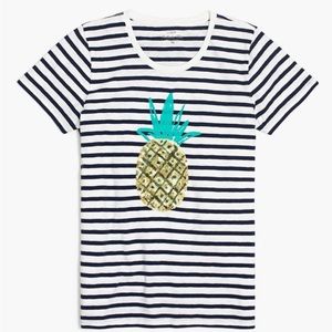 J. Crew striped tshirt with sequin pineapple